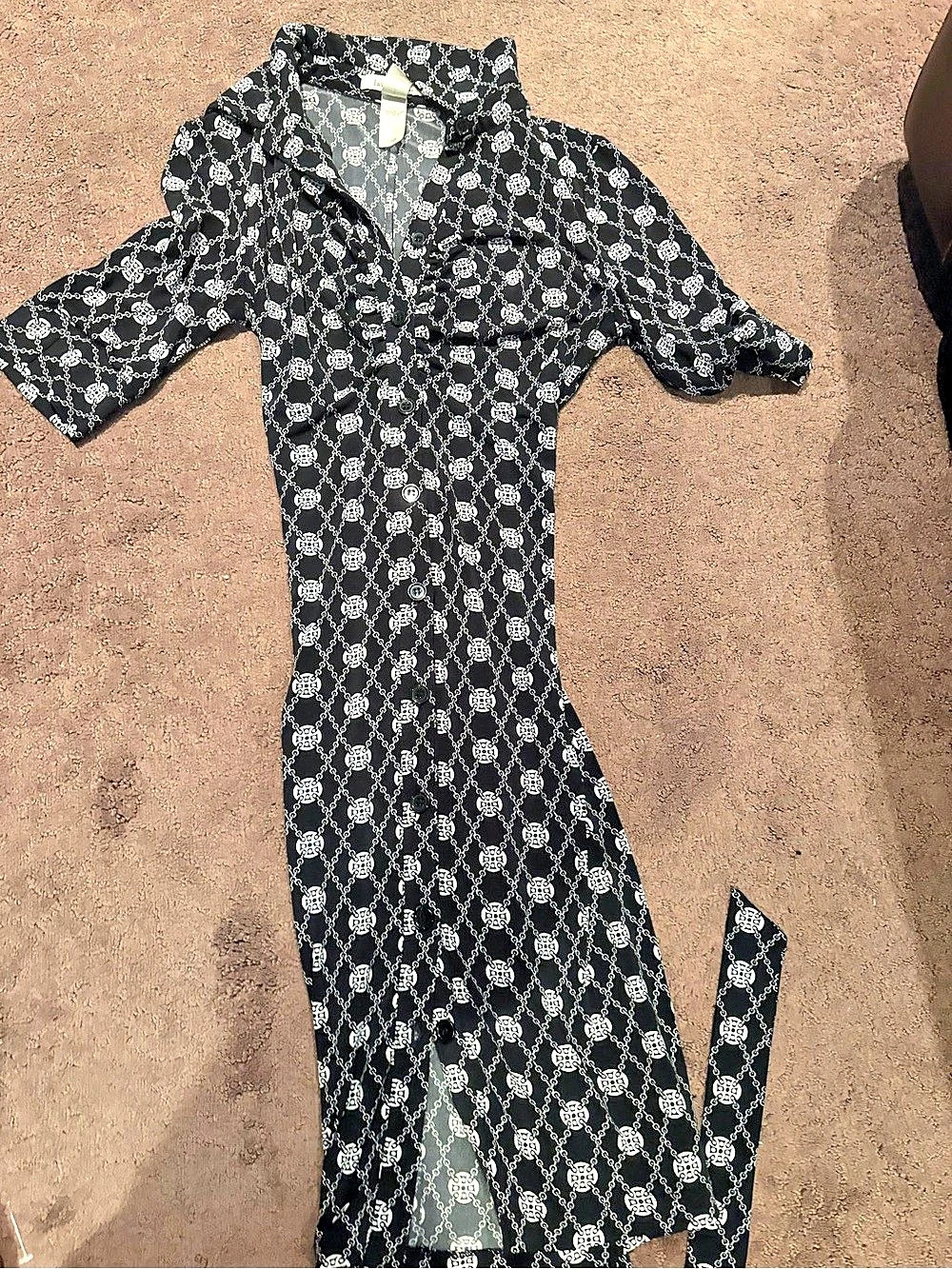 Laundry by Design Women's Midi Shirt Dress Black & White Size Medium